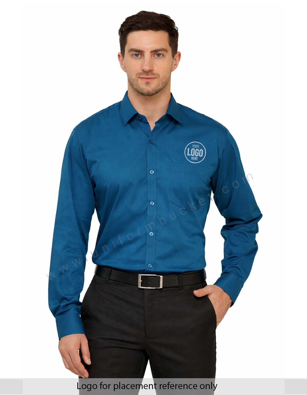 Male Premium Teal Blue Shirt With Pocket view 1